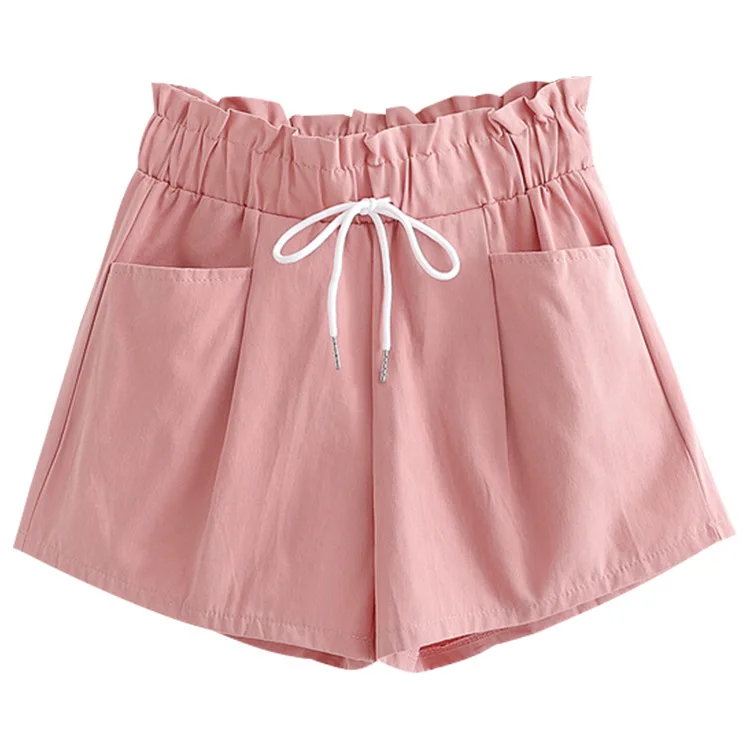

Summer Korean Sweet Flower Bud Multi-Color Elastic High-Waist Casual Shorts Women's Summer Loose-Fit Drawstring Wide-Leg Shorts
