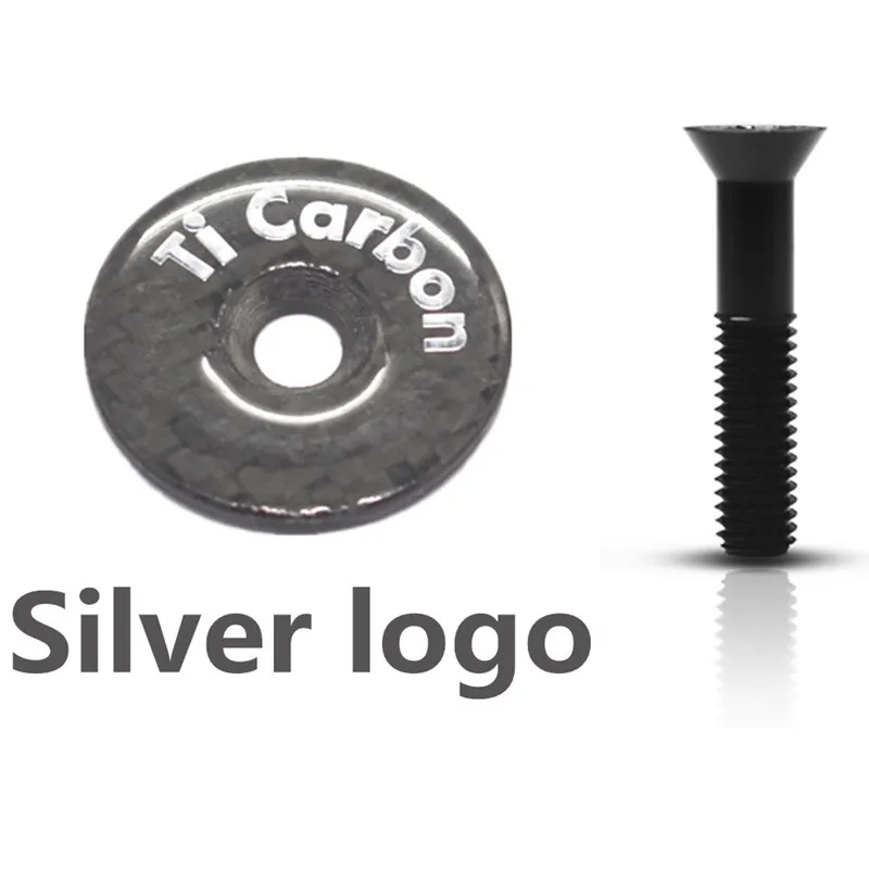 Silver logo Карбоновая гарнитура, велосипедная стебля, углеродная велосипедная стебля, верхняя крышка с винтом для 28,6 мм 1 1/8 дюйма, стебель, вилка, трубка, крышка s, крышка для гарнитуры - Цвет: Silver logo