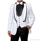 Мужской костюм-тройка с черными остроконечными лацканами, Свадебный костюм для жениха