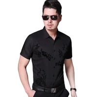 latest design cheap fashion slim fit floral embroidered 100 cotton short sleeve shirts