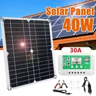 Комплект солнечной панели 40 Вт, монокристаллический кремниевый внешний аккумулятор с ЖК-дисплеем, портативный Солнечный контроллер для дома и улицы