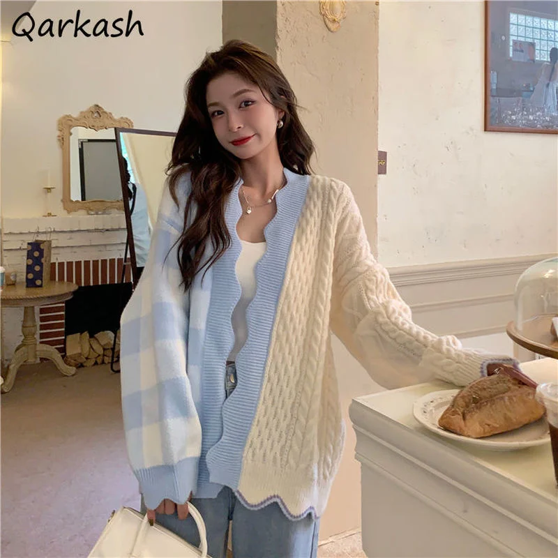 

Cardigan Women Patchwork Tender Ulzzang Sweet Spring Elegant Design Fashion Ladies Sweaters All-match Popular Knitted College