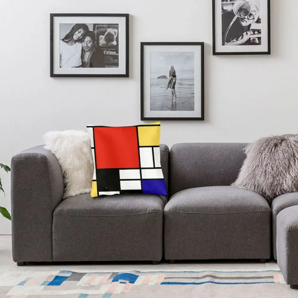 

Mondrian Square Pillow Case Polyester Decorative Pillow Abstract Geometric Art Creative Cushion Covers
