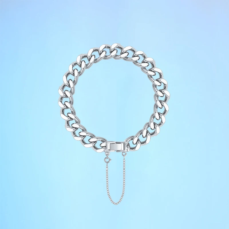 

Titanium steel Cuban bracelet Trendy silver Bracelet Classic Width Chain Bracelet For Men Women Jewelry Gift