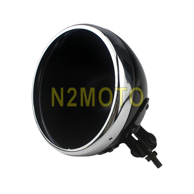 Black Chrome Матовый черный " светодиодный светильник на голову для мотоцикла, 7 дюймов, светодиодный светильник на корпус для Kawasaki Honda Yamaha Harley Chopper Cafe Racer - Цвет: Black Chrome