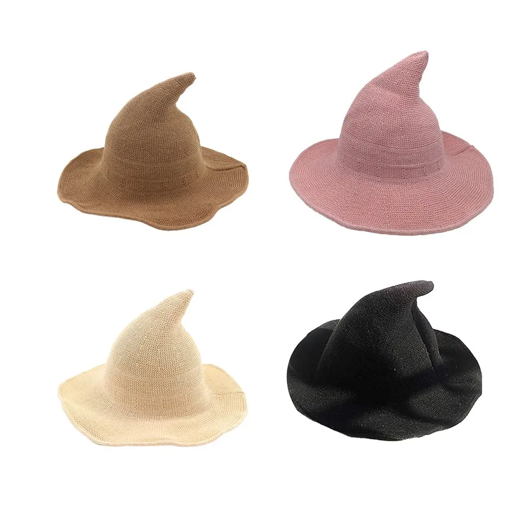 Современная шерстяная шляпа ведьмы для Хэллоуина женщин складная с широкими