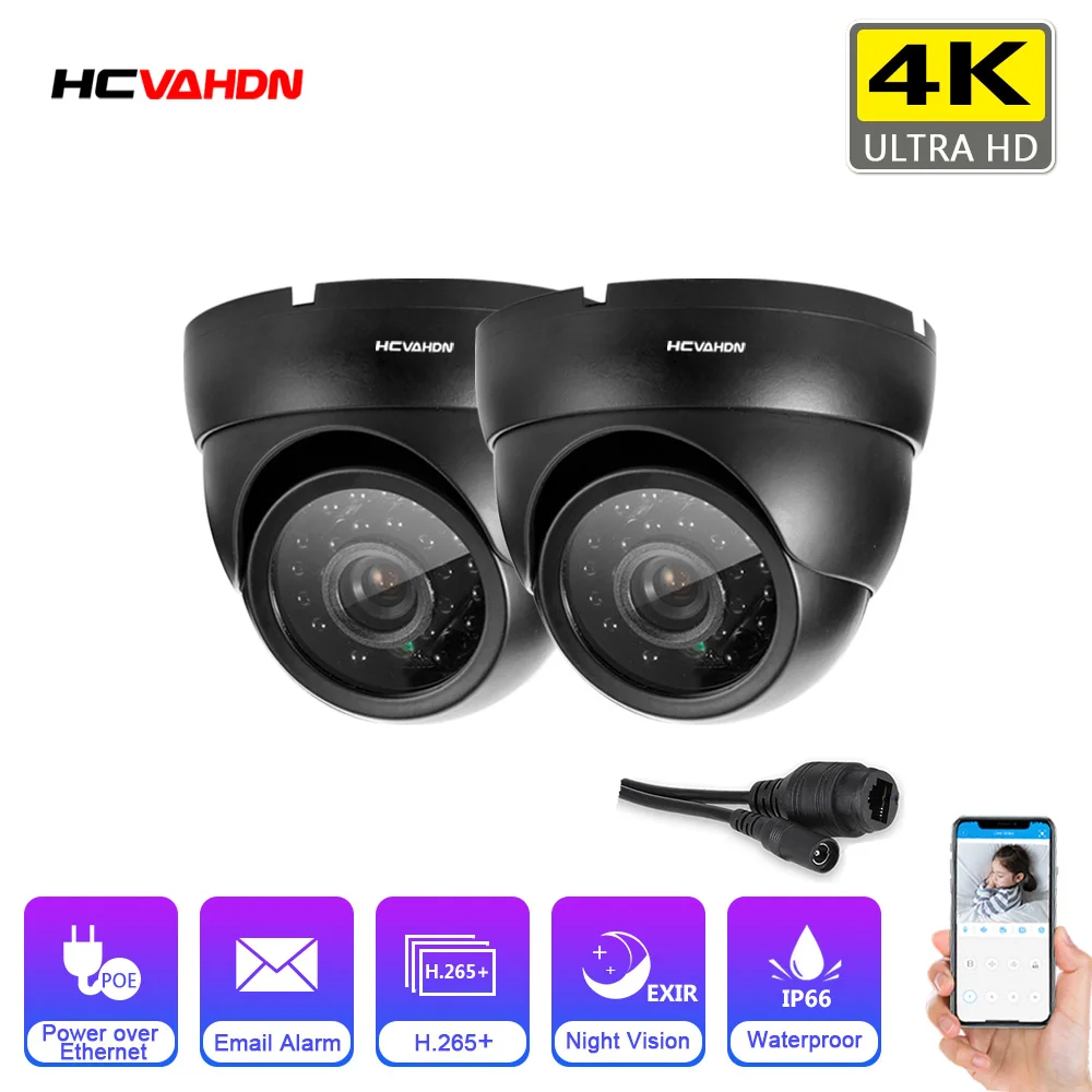 Купольная IP-камера видеонаблюдения 4K POE наружная Водонепроницаемая Камера