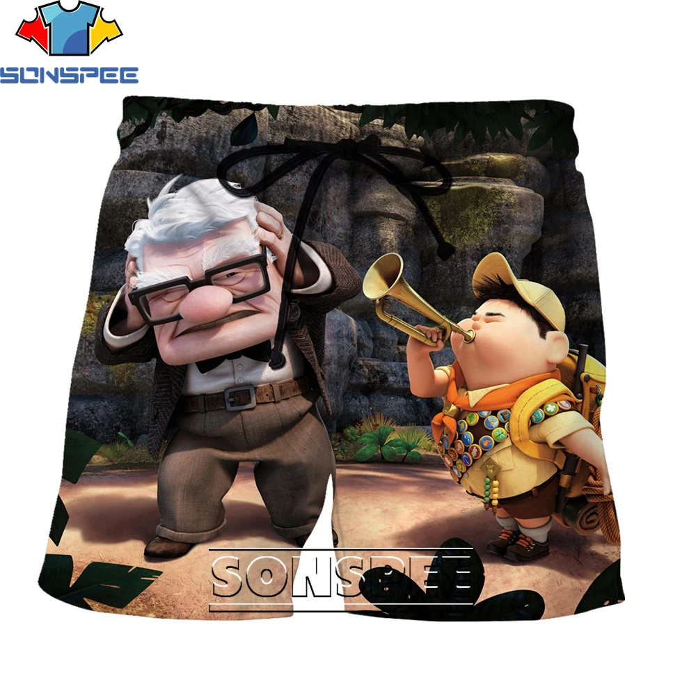 

SONSPEE New Fashion Cartoon Up 3D Printing Men's Shorts Summer Creative Harajuku Personality Hip Hop Street Shorts