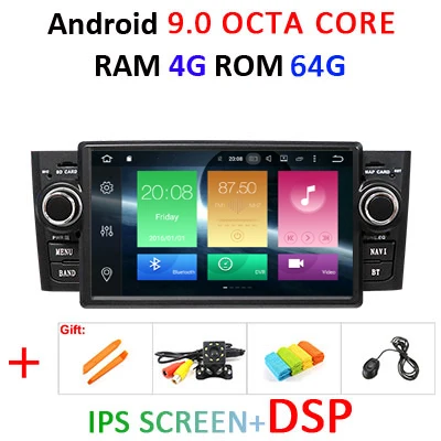 DSP Восьмиядерный 4 г 64 г Android 9 автомобильный Радио Мультимедийный Плеер dvd gps vedio для Fiat/Grande/Punto/Linea стерео obd2 руль - Цвет: 4G 64G IPS DSP