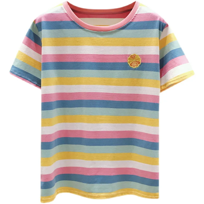 

Женская футболка в полоску, с круглым вырезом и коротким рукавом