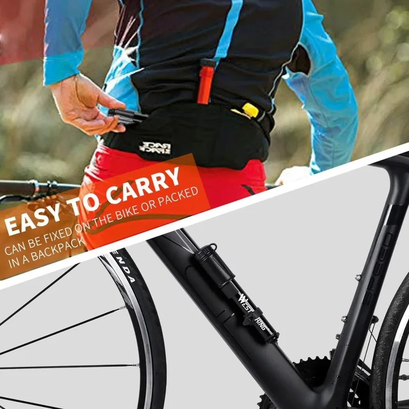 

WEST BIKING Portable MTB Bike Pump 100Psi Mini Cycling Tire Inflator Hand Air Pump Bike Accessories Mountain Road Bicycle Pump