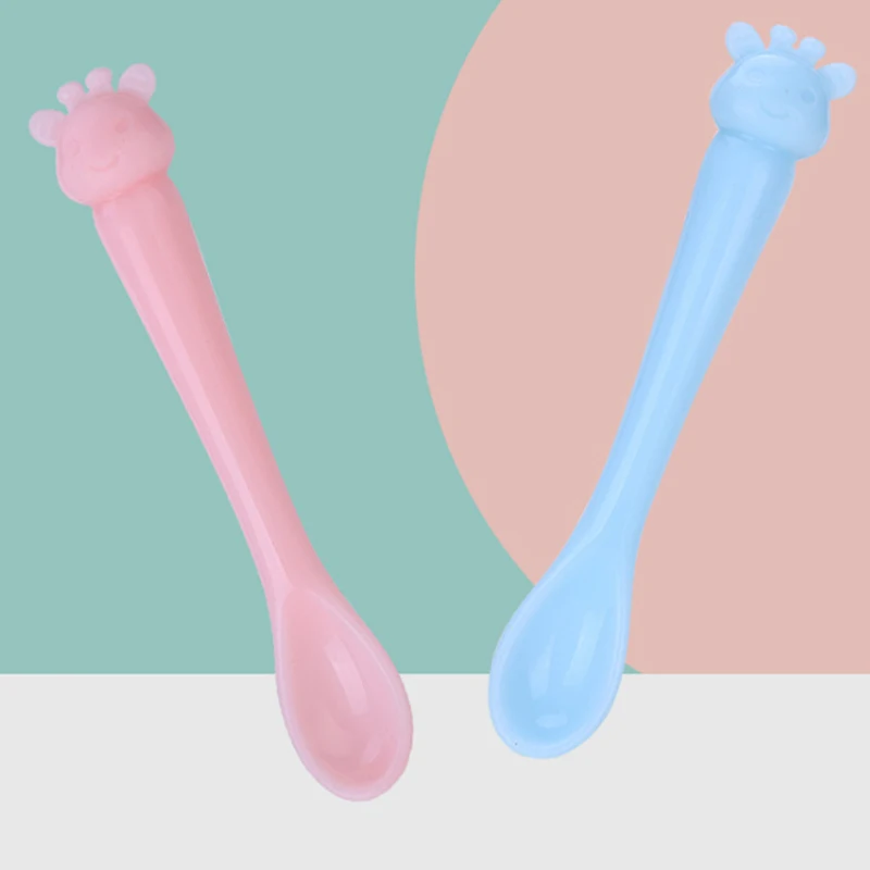 

Baby Soft Silicone Spoon Candy Color Cartoon Soft Spoon Children Food Baby Feeding Tools