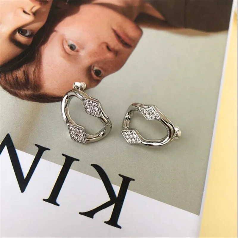 

YIKUF88 S925 Sterling Silver Needle Women18k gold vintage ring earrings female zircon earrings for Women Ear