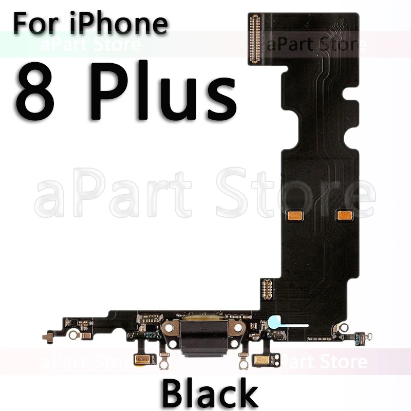 Нижняя док-станция для зарядки для iPhone Xs Max X XR 7 8 Plus USB зарядное устройство Порт платы док-станция разъем микрофон гибкий кабель Замена - Цвет: 8 Plus Black
