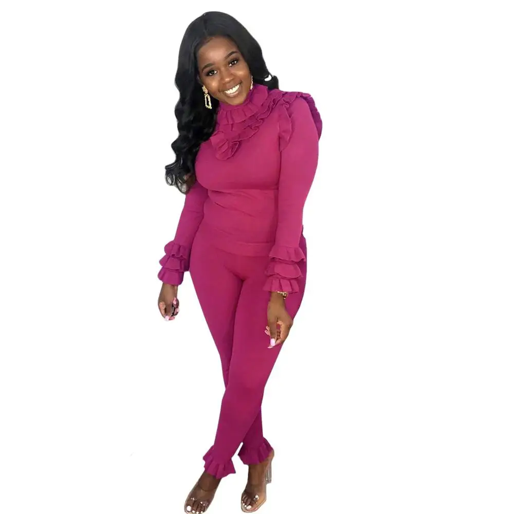 Женский комплект из двух предметов с длинным рукавом 2 вязаный свитер и штаны