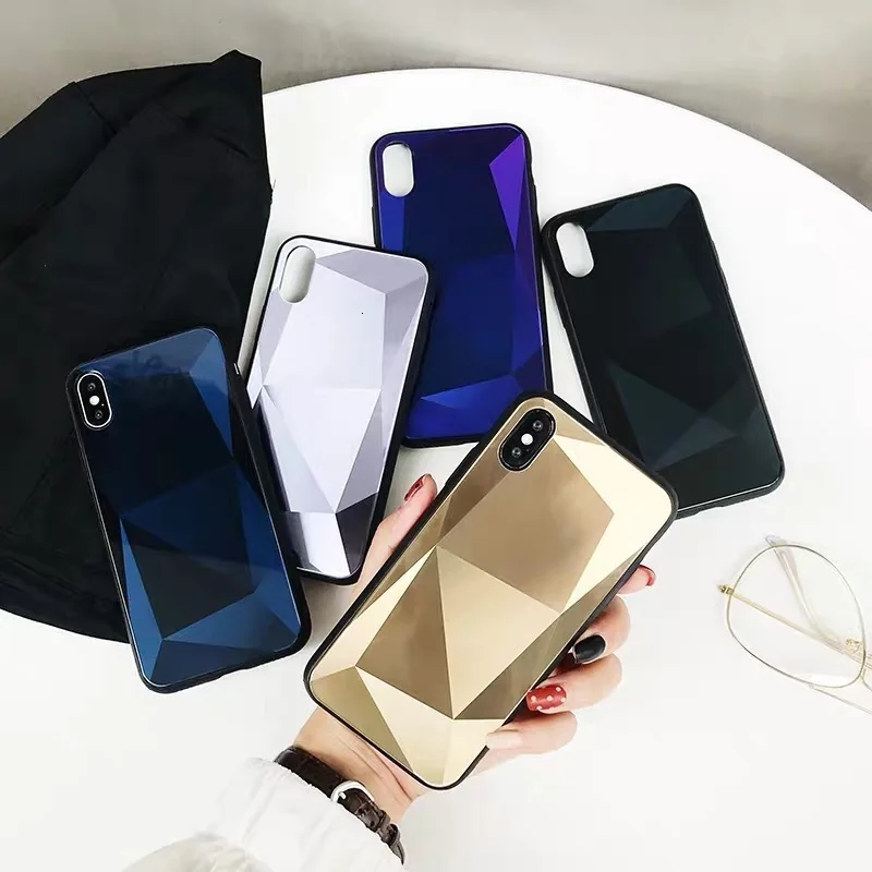 Креативный 3D Алмазный чехол для телефона iPhone X XS XR XSMax 8 7 6 6S PluS стекло зеркало из