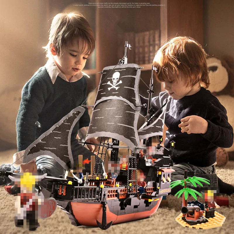 Пиратский корабль серии черный жемчуг Corsair Модель Сборка кирпича Строительные