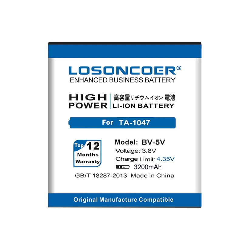 Сменные батареи LOSONCOER для смартфонов Nokia 1 TA-1047 батарея большой емкости BV 5V BV5V 3200