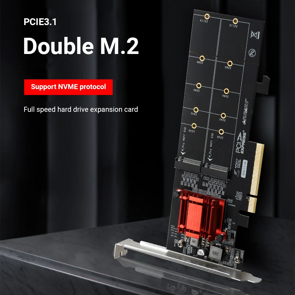 двойной адаптер nvme pcie m 2 ssd к pci e 31 x8 плат