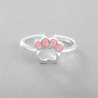 ring for women cute pink cat claws little finger tail ring personality simple student girlfriends opening 925 silver ring