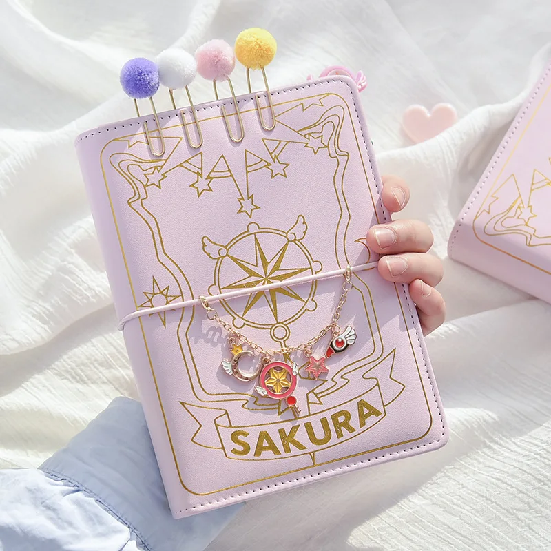 

Japanese Sakura Anime Magic Girl Diary Notebook Journal A6 Creative Loose-leaf Binder Spiral Planner Notebook Bullets Journaling