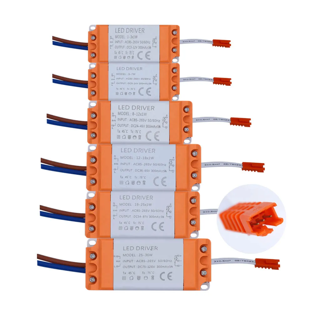 Controlador de doble color LED, fuente de alimentación de 1-3W, 8-12W, 25-36W, corriente constante de 300mA, Control automático de voltaje, transformadores de iluminación