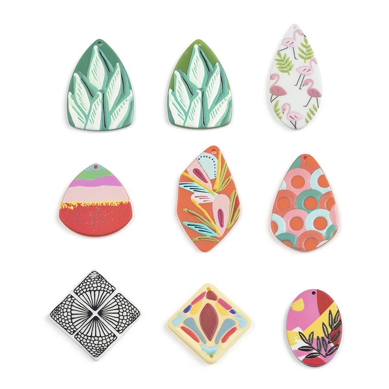 

50PCS Leaf Unicorn Jewelry Accessories Hand Made Earrings Making Connectors DIY Pendant Jewelry Findings Components Charms