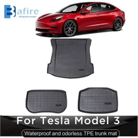 bafire waterproof trunk mats for tesla model 3 model y custom car rear trunk storage mat cargo tray trunk protective pads mat