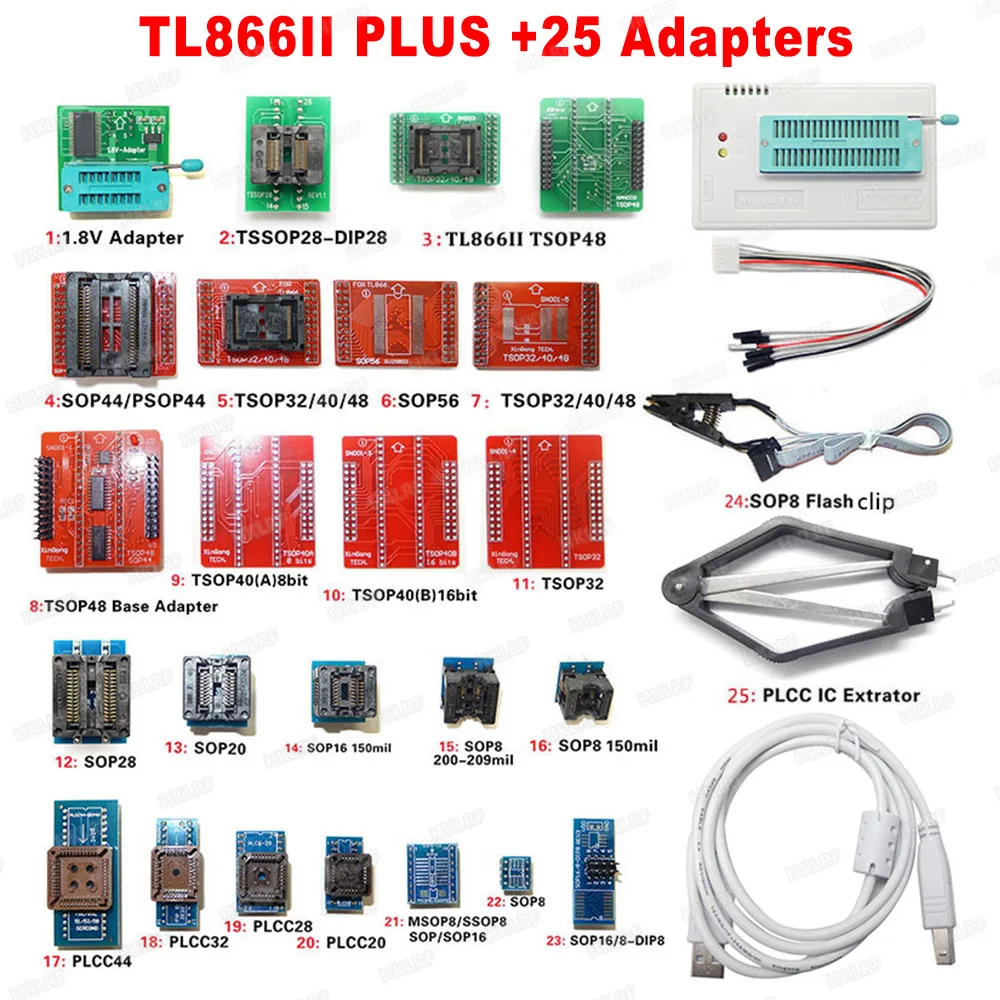 Программатор TL866II Plus + 25 адаптеров универсальный оригинальный программатор Minipro
