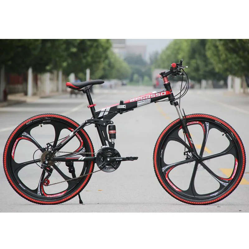 24/26 дюймов горный велосипед складной шесть ножей колеса двойной амортизатор для