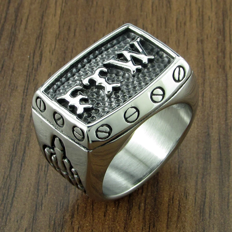 Punk 316L Stainless Steel Silver color Black FTW Middle Finger Mechanical Screw Motor Cycle Letter Biker Ring Sports Rider | Украшения и