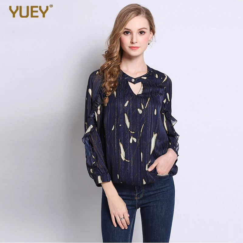 Женская рубашка с длинным рукавом Элегантная блузка цветочным принтом большие