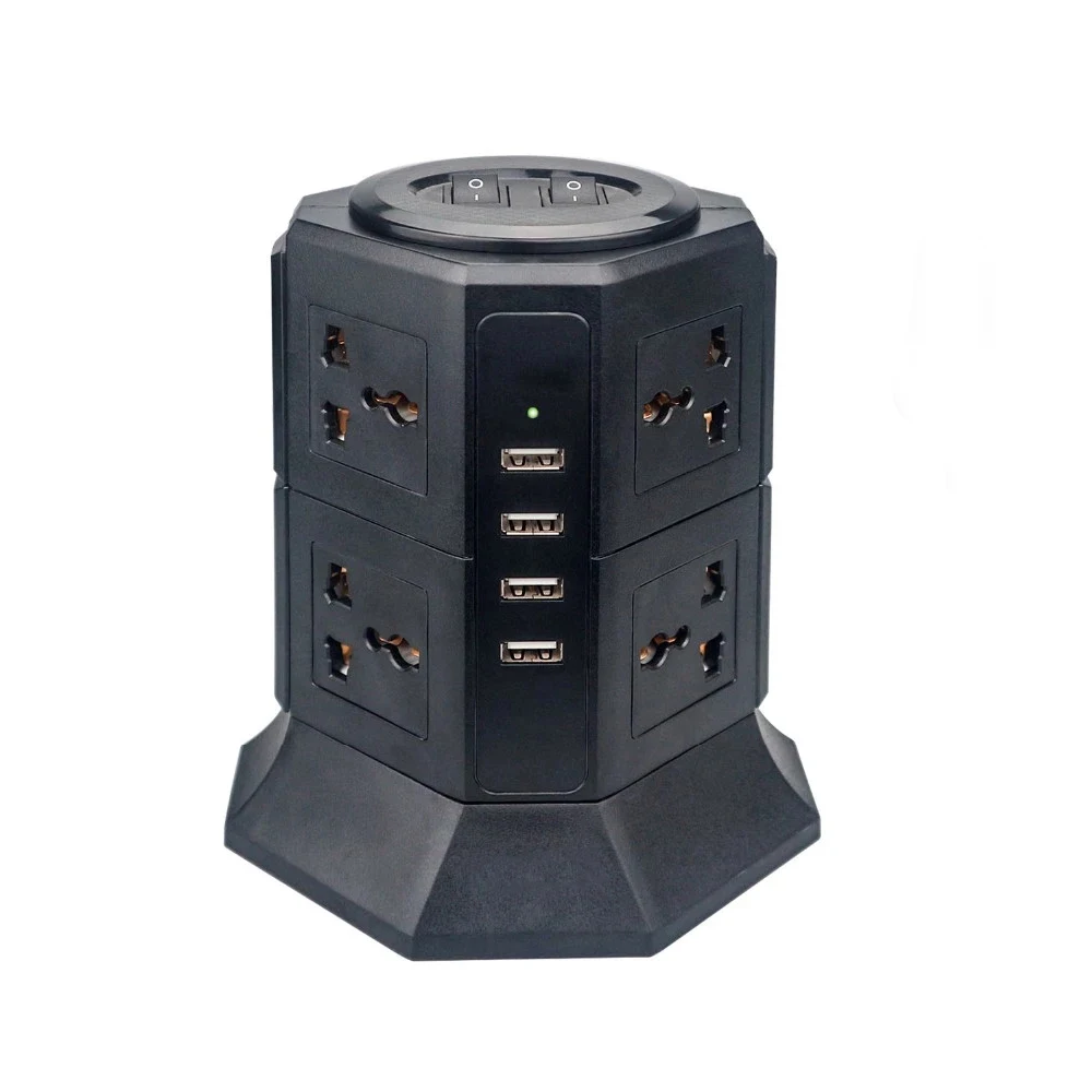 8 Outlets Вертикальная USB лента питания 8/12 EU/UK/US/AU, универсальные розетки с usb-зарядным устройством, защита от перенапряжения 6,6 фута/2 м, удлинитель - Цвет: 8 Outlets