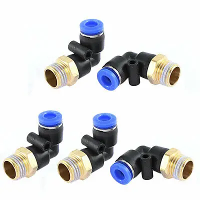

5 Pcs 1/4BSP Male to 6mm Tube Elbow Connectors Quick Connect Fittings PL6-02