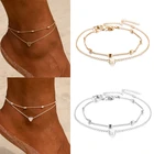 Модные золотые бисер серебряного цвета в форме сердца браслет для женщин золотые шорты для девочек Многослойные браслеты винтажные браслет на ногу пляжные 2021 ювелирные изделия