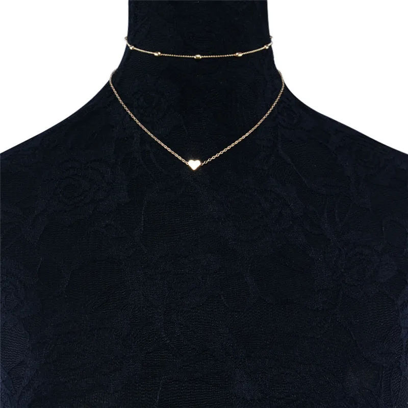 

Simple Heart Pendant Layered Necklace For Women Girls Elegant Choker Clavicle Chain Necklace Charm Daily Fashion Jewelry