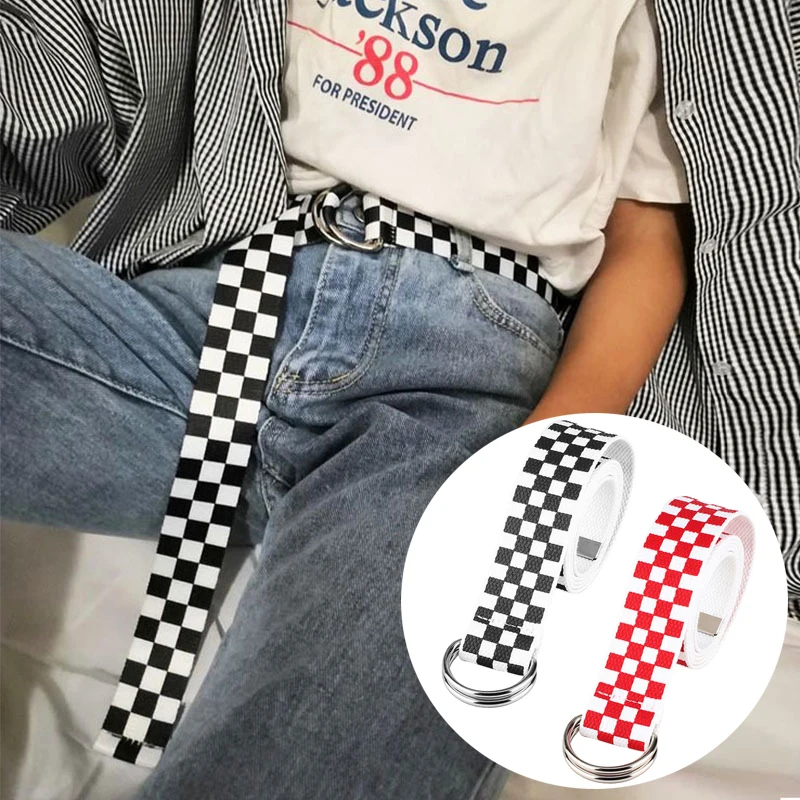 2020 модный панк клетчатый пояс длинный черно белый тканевый женский новый