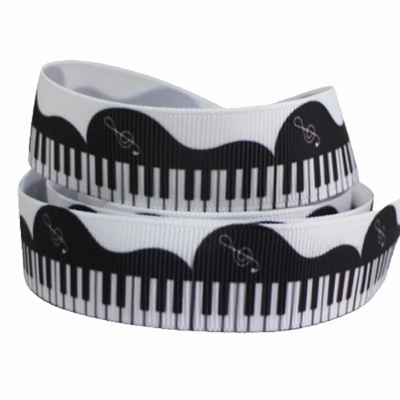 

50yards 16mm 22mm 25mm 38mm 50mm 75mm Piano Printed Grosgrain Ribbon FOE Gift Party DIY Hairbows Keychains Lanyards Crafts