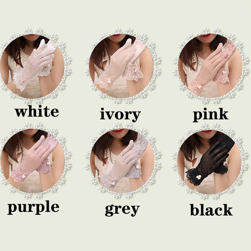 

Women Lace Sunscreen Gloves Summer Spring Lady Stretch Touch Screen Anti Uv Slip Resistant Driving Glove Breathable
