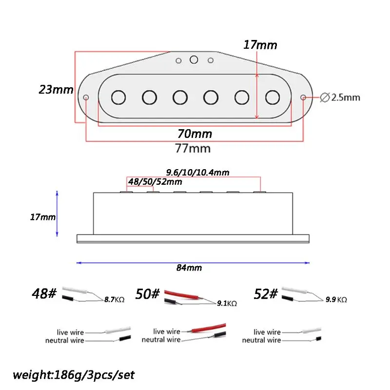 1 Set Pickups Alnico 5 48/50/52 for Stratocaster Strat ST SG Electric Guitar | Спорт и развлечения