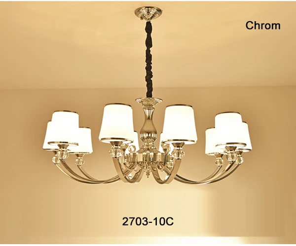 10 light chrom Современный блеск, хромированные металлические светодиодные люстры, светильник ing Crystal, для гостиной, светодиодные подвесные люстры, светильник s, для спальни, светодиодный подвесной светильник - Цвет абажура: 10 light chrom