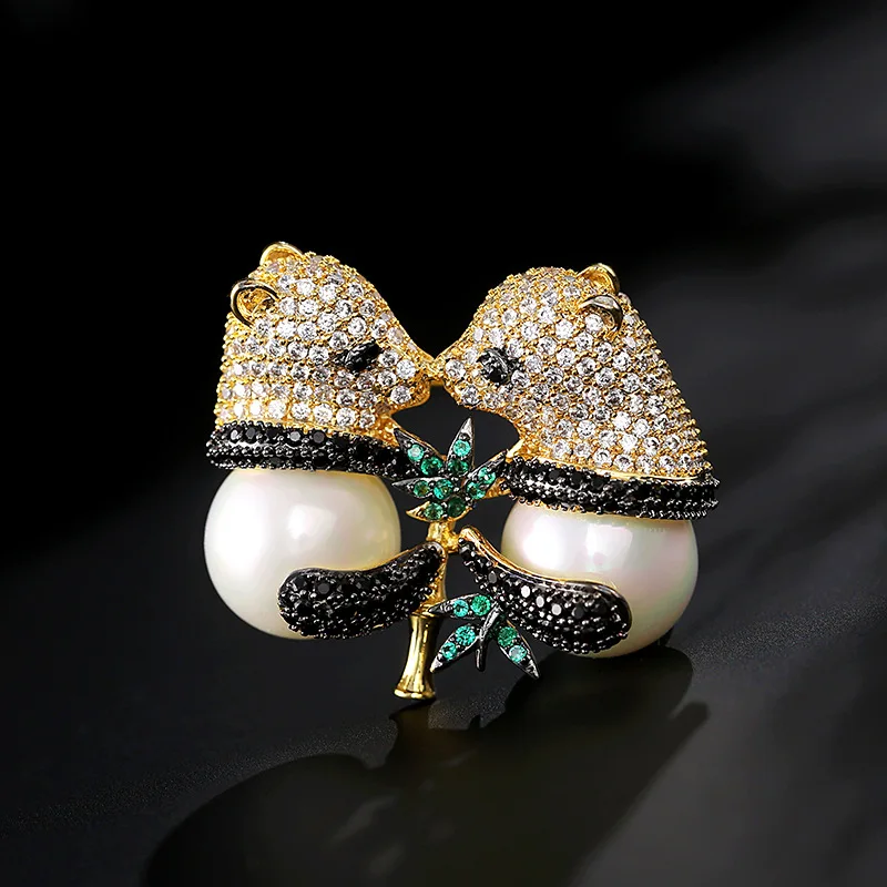 Роскошная женская модная брошь в виде животного с фианитом и жемчугом|Броши| |