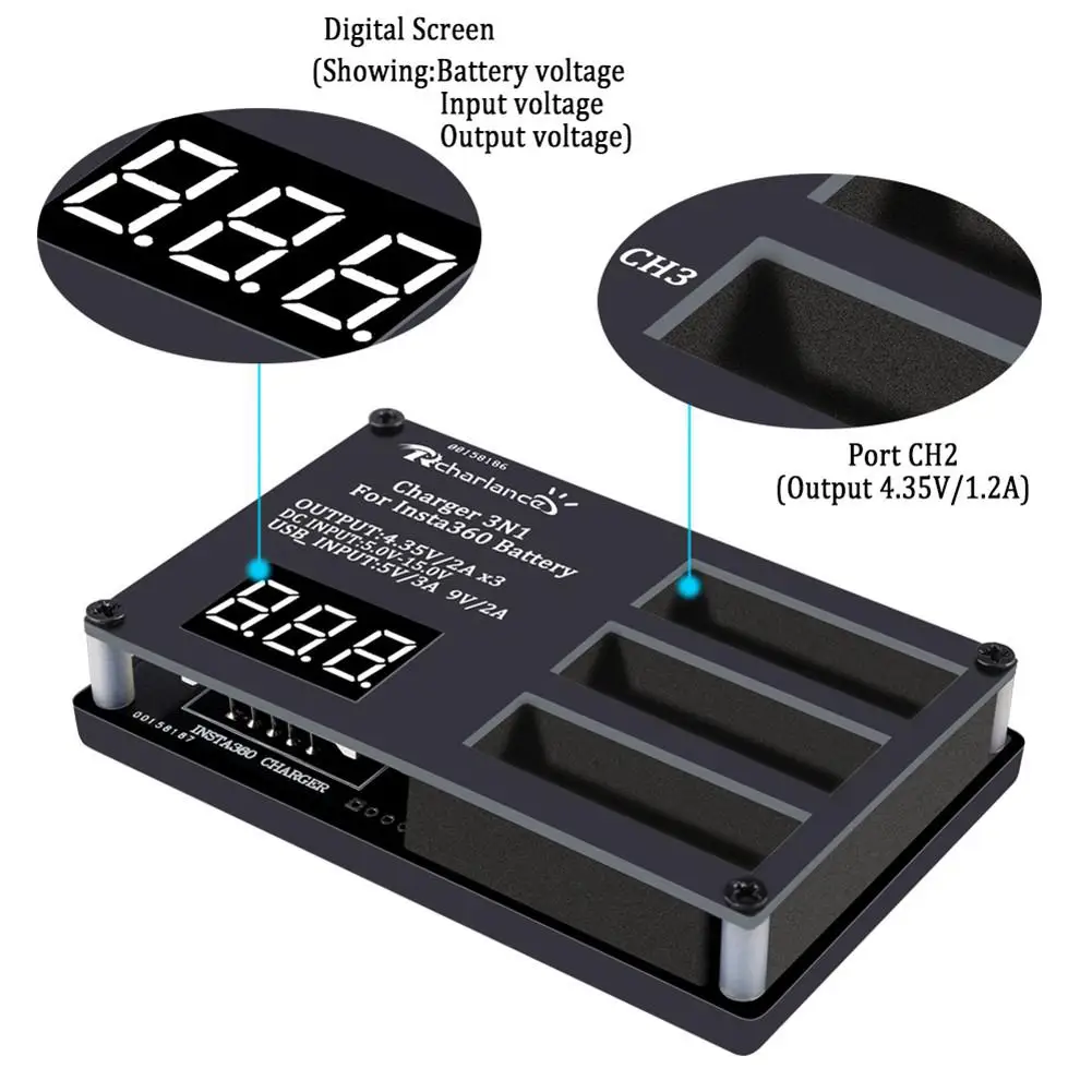 3 в 1 микро USB зарядное устройство для InstaHiMISS60 ONE X панорамная камера 60 минут Быстрая