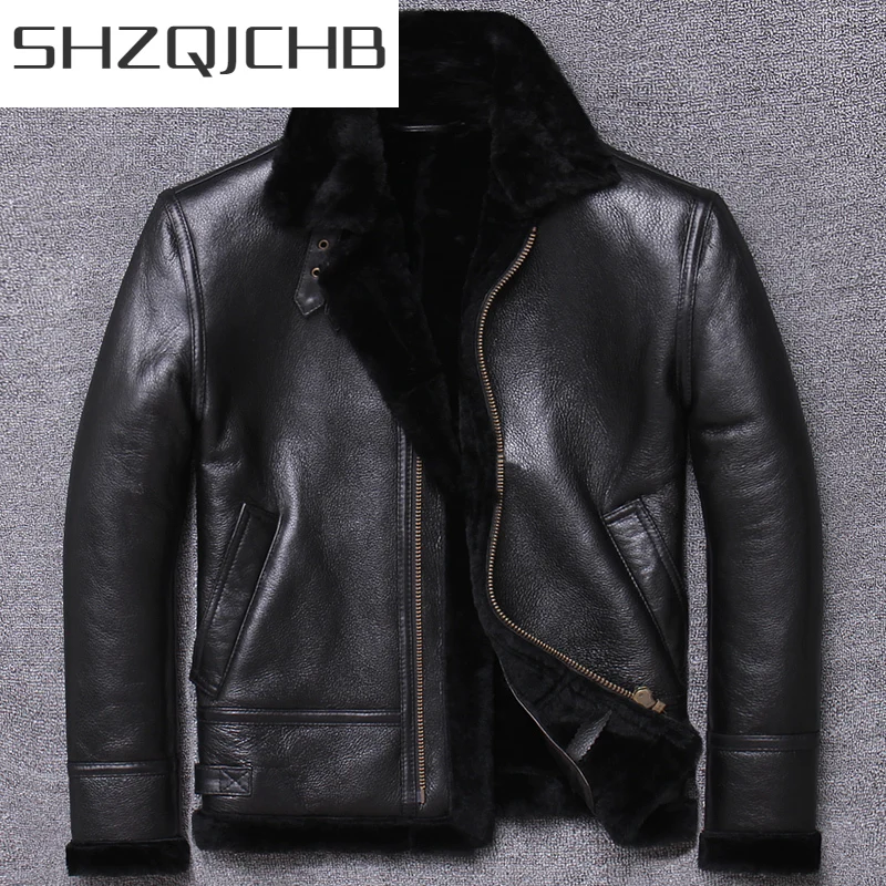 

Мужская байкерская куртка SHZQ, из 100% натуральной овчины, уличная одежда, Байкерская облегающая куртка из натуральной кожи, U802, 2021