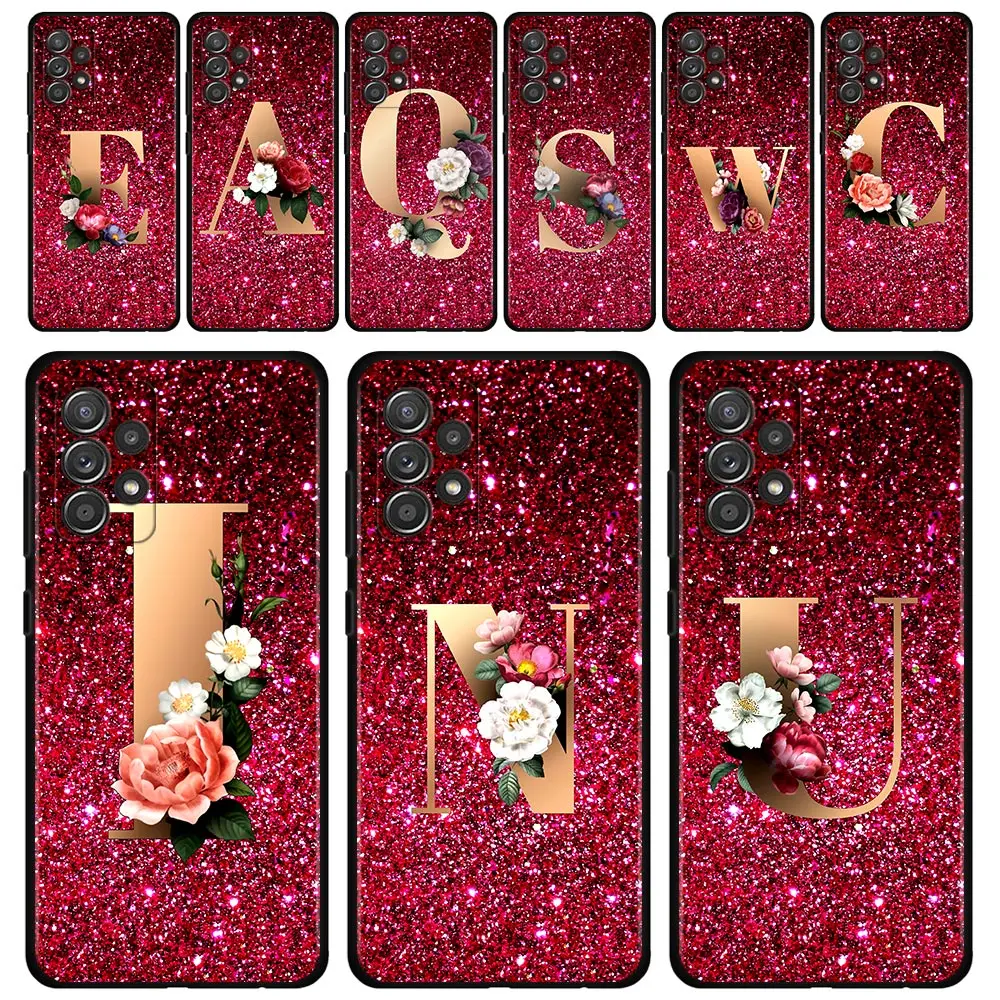 

Case For Samsung Galaxy A51 A71 A41 A31 A11 A01 A72 A52 A42 A32 A22 A21s A02s A12 A02 Black Phone Shell Capa Fashion Cute Letter