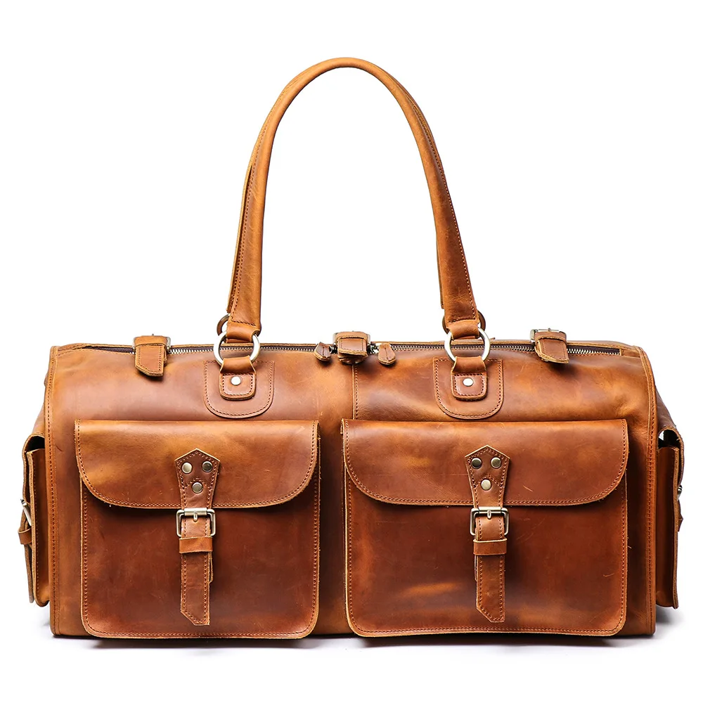 

Big capacity genuine leather travel bags men soft black cowhide casual travel duffel cow leather shoulder bag business bag