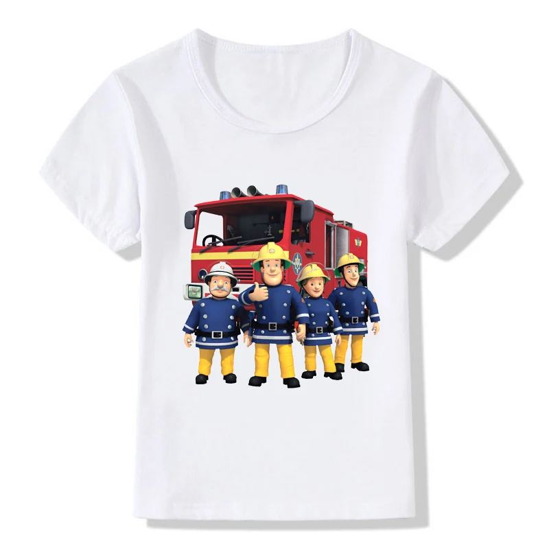 

Fireman Sam Clothes Firefighter Design Kids T Shirt Boys/Girls Great Kawaii Short Sleeve Tops Children's Funny T-Shirt