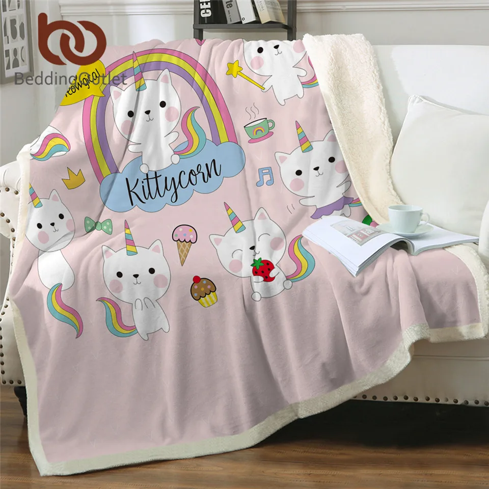 BeddingOutlet мультяшное розовое одеяло для детей животное единорог мягкое пушистое