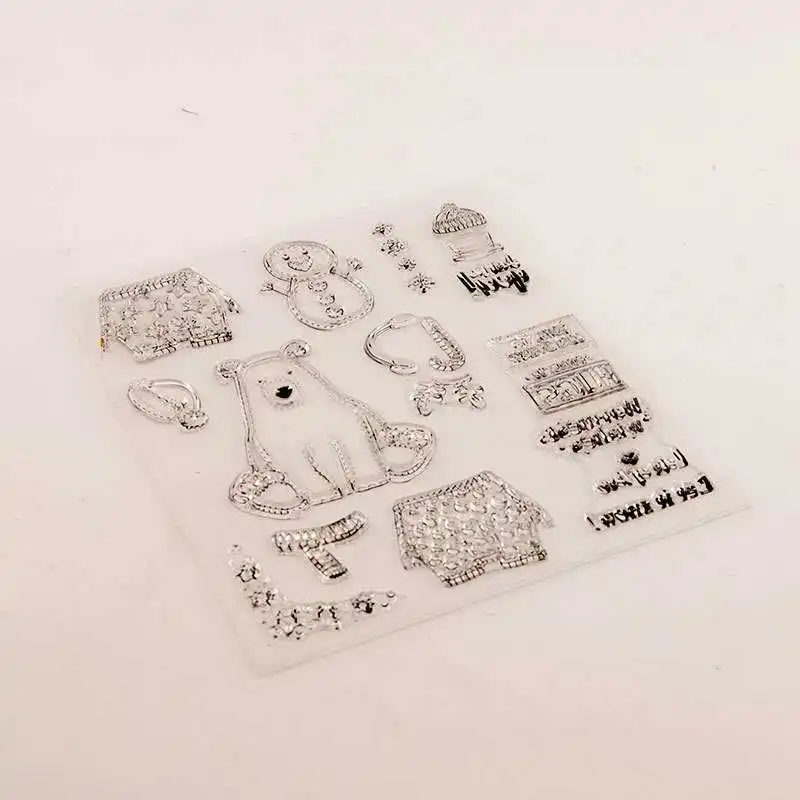 Рождественские прозрачные штампы в виде снежного медведя для рукоделия