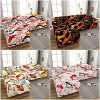 koi fish printed corner sofa covers for living room couch cover l shape chaise longue elastic sofa cover 1234 seater